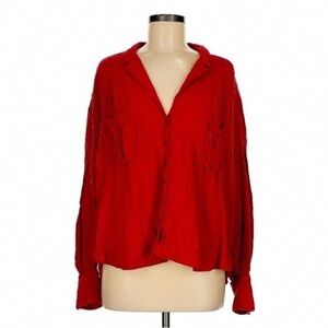 GAP Women's Vibrant Red Button-Down Shirt